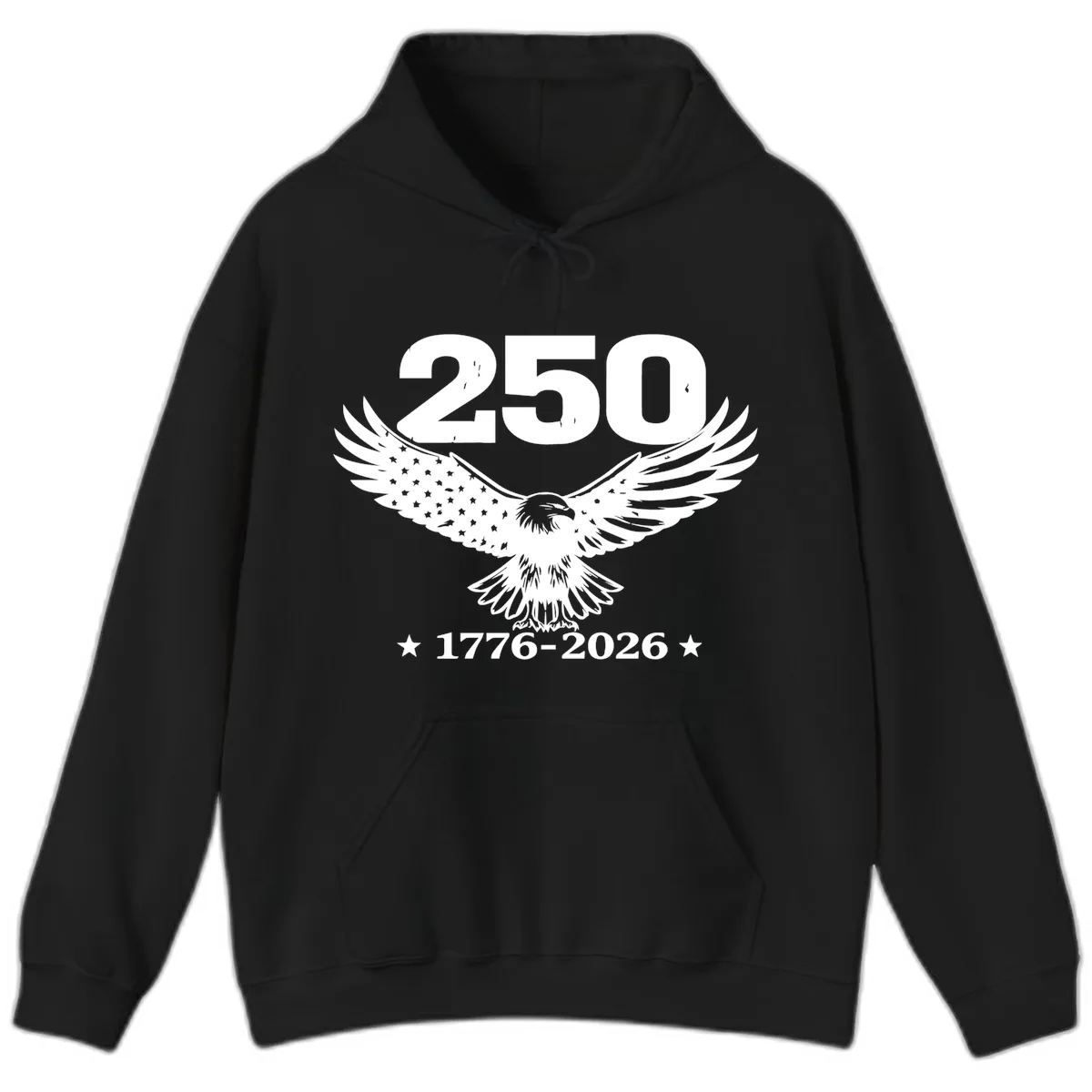 America 250th Anniversary Eagle Design Hoodie in Black